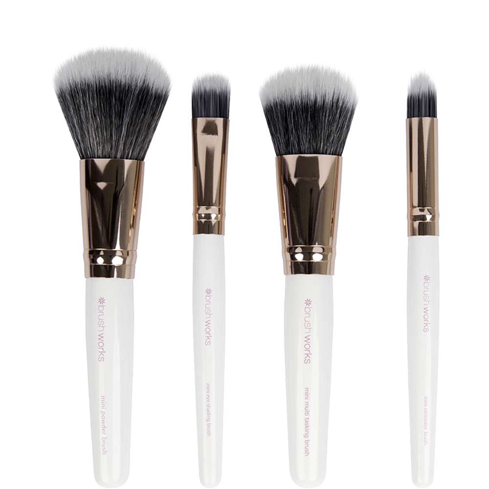 Brushworks White & Gold Travel Makeup Brush Set